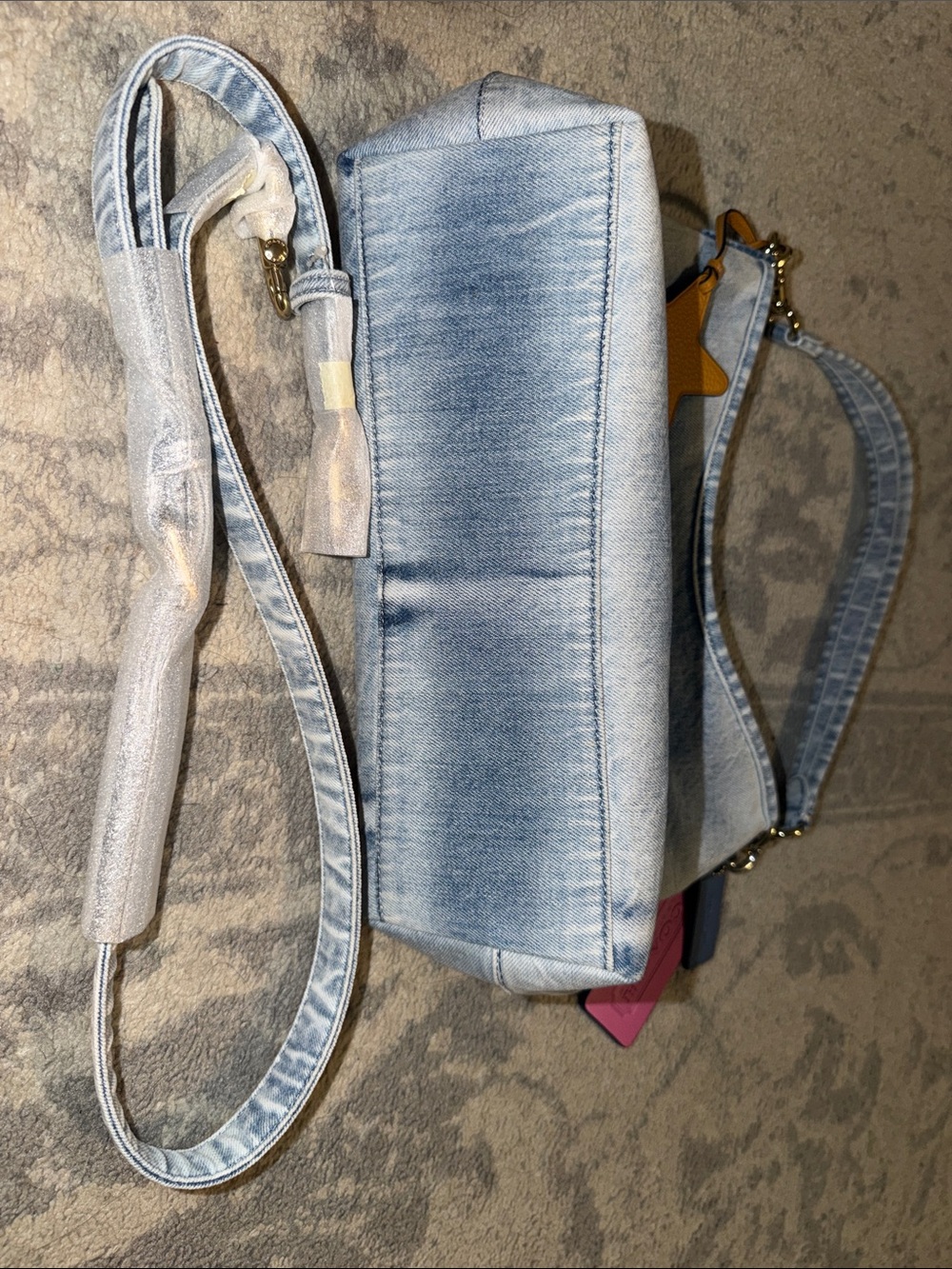 Coach LAUREL SHOULDER BAG IN LOVED DENIM WITH CHARMS - Picture 4 of 6